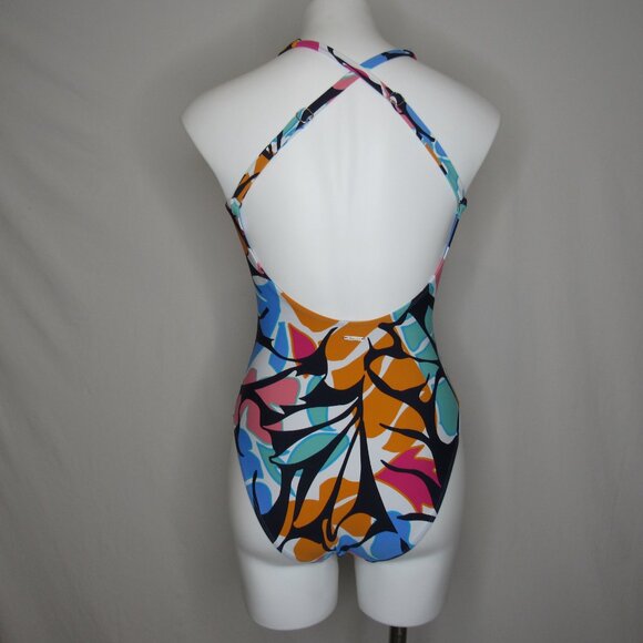 Nautica Slimming Ruched Side One Piece Floral Print Swimsuit Women's S Small - Picture 3 of 7